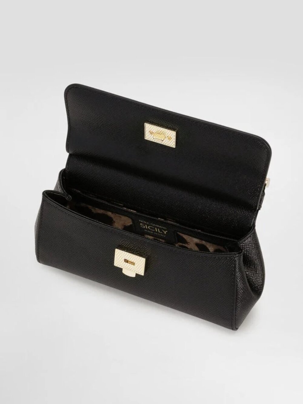 NWT - Dolce & Gabbana Black Sicily Mini Dauphine Leather Handbag - Picture 4 of 13